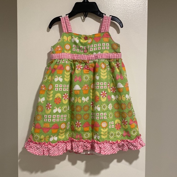 b.t. kids dress with pink gingham straps and bottom ruffle. Size 18 months - Picture 2 of 8